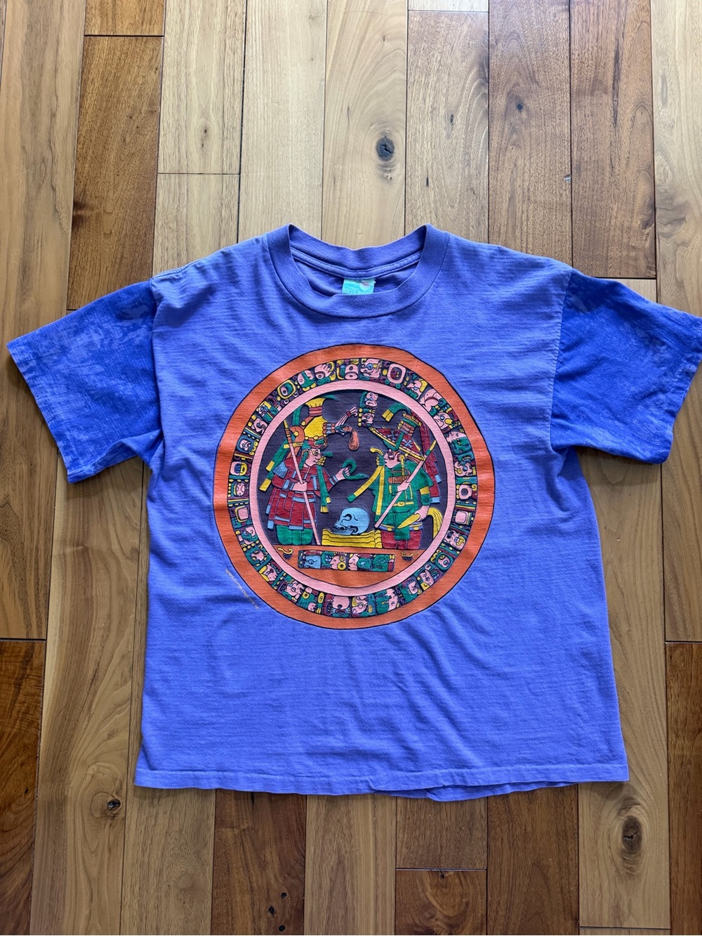 Vintage 90s Aztec Calendar Graphic T-Shirt Cotton Republic Single Stitch Large